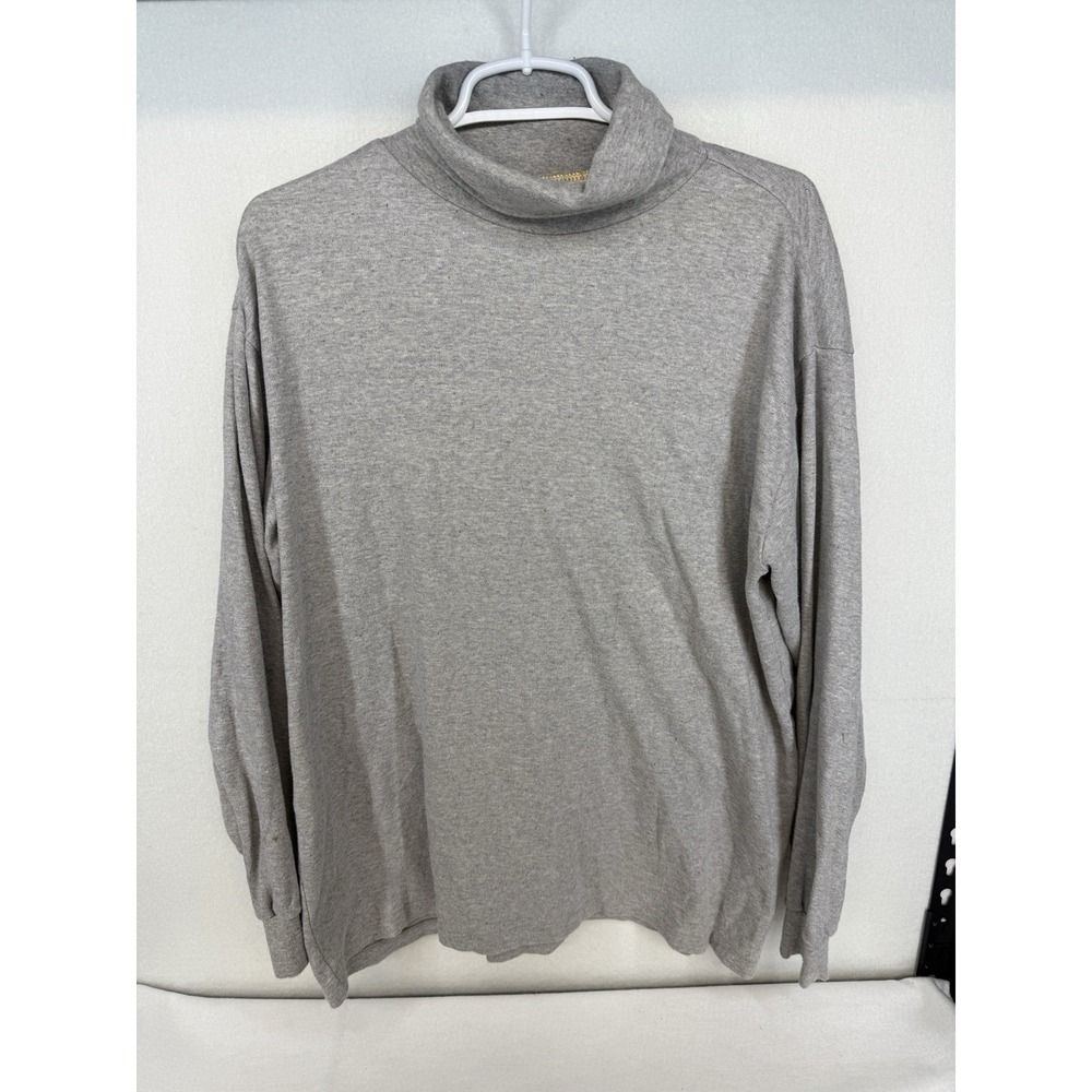 Vintage St. John's Bay Men's Gray Long Sleeve Turtleneck 100% Cotton Made In USA